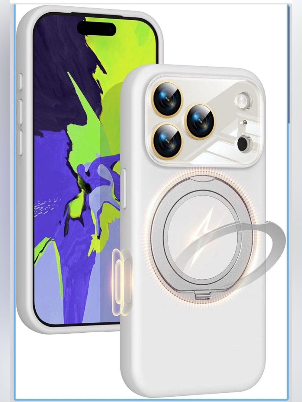 Silicone Case for iPhone 18 Pro with 360° Magnetic Stand Fit for MagSafe